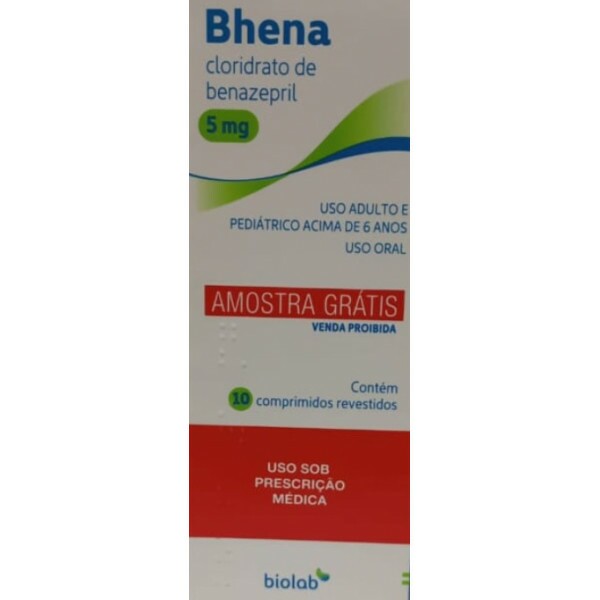 Bhena - Cloridrato De Benazepril 5mg - 10 Cápsulas